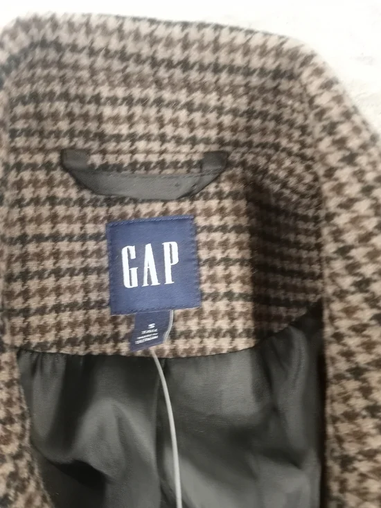 GAP Women's Brown Houndstooth 100% Wool  Blazer Jacket Size Small Tall NWT - Picture 3 of 11